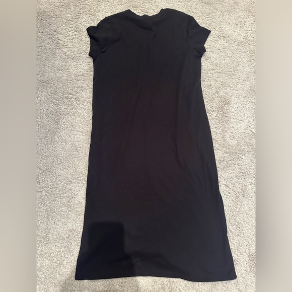 Noul (Oak and Fort brand) Cotton V-Neck T-Shirt Dress w Side Slit - Black Size S - Picture 5 of 7